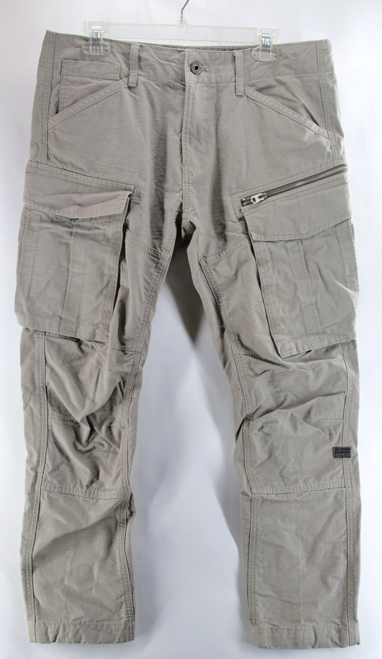 G-Star Raw Rovic Zip 3D Straight Tapered Cargo Pants Mens 34x32 Light Grey